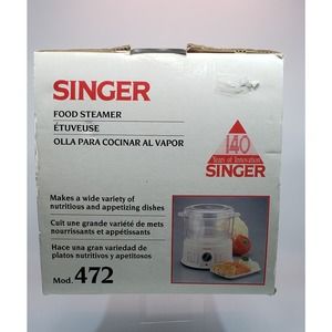 SINGER FOOD STEAMER Model NO. 472 W/Original Box Open Box